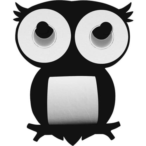 Black Metal Owl Decor Toilet Paper Holder - Free-Standing Bathroom Tissue Storage Wall Mounted Roll Tissue Storage Shelf
