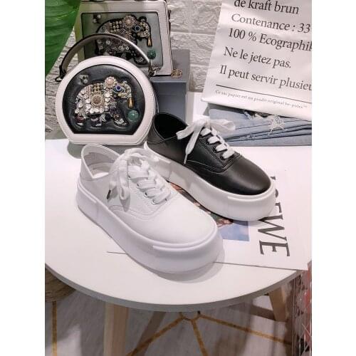 Spring and autumn new style leather platform low-top lace-up womens shoes fashion all-match increased casual shoes white shoes
