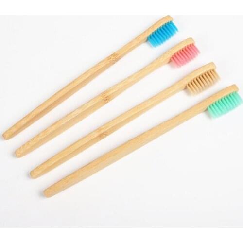 Disposable Hotel Bath Supplies Soft Bristle Brush Natural Bamboo Toothbrush For Oral Health Care LX8528