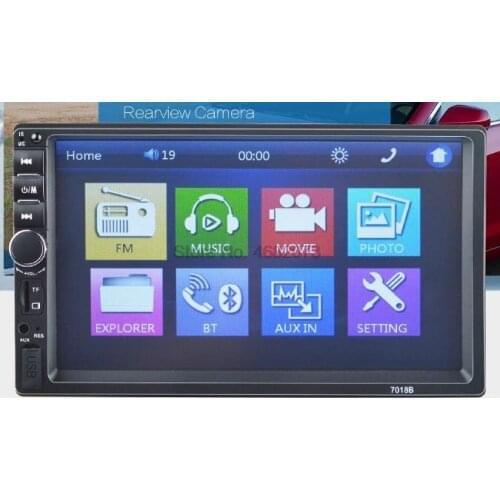 By DHL/Fedex 5pcs new 2 din Car Multimedia Radio Player 7'' HD Bluetooth Stereo FM Video Audio MP3 MP5 USB AUX Auto 7018B