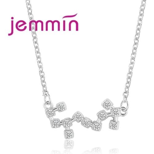 Genuine 925 Sterling Silver Necklace For Women Girls Star Constellation Shape Pave Shiny Clearest AAA+ Grade Crystal