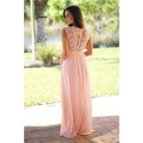Chiffon Sexy Lace Solid color Dresses Pink Sage Wedding Party Dresses Country Bridesmaid Long Dress Vestidos de Plus size