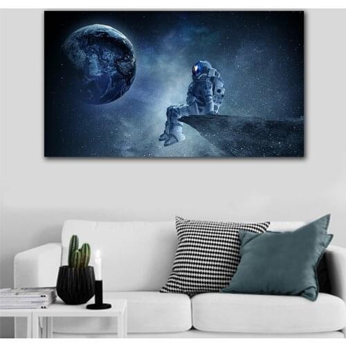 GoldLife Nordic Sci-fi Space Planet Canvas Painting Man Wall Art Canvas Poster Print Painting Landscape Wall Pictures for Livi