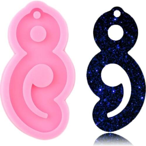 Super Glossy Heart Semicolon Shape Silicone Mold Epoxy Resin Craft Keychain Molds Polymer Clay Jewelry Making Necklace Mould