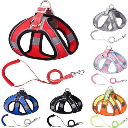 Reflective Dog Harness Leash Set Nylon Pet Cat Harness Dog Leash Adjustable Pet Harnesses Vest For Puppy Medium Dog Pet Supplies