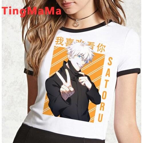 Jujutsu Kaisen Gojo Satoru Yuji Itadori top tees tshirt male vintage ulzzang couple clothes clothes vintage white t shirt