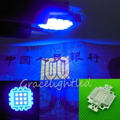 1pcs 10W High Power LED UV Light Chip 365nm 375NM 385nm 395nm 400nm 415nm 430nm Ultra Violet DIY