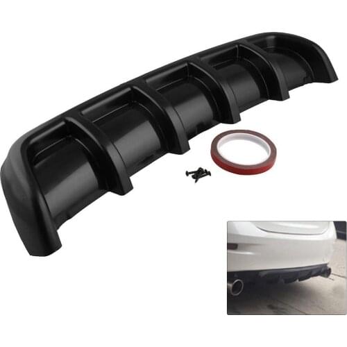 25"x 5" Universal Car Kit Rear Bumper Spoiler Cover Trim Shark Fin Spoiler Lip Diffuser ABS Plastic Black Car Accessories
