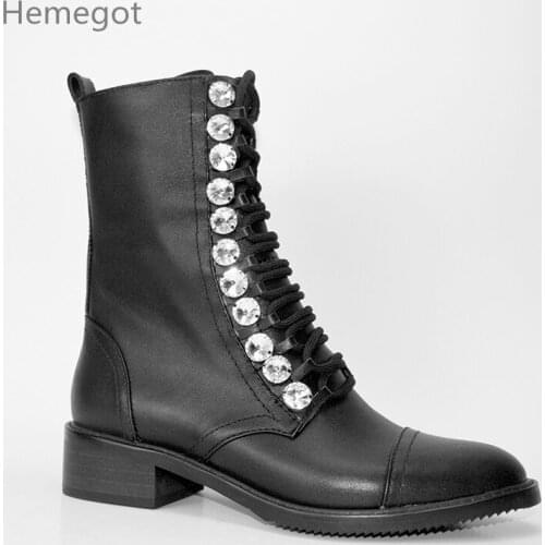 Ankle Boots For Women Crystal Boots Women Winter Botas Mujer Rhinestone Motorcycle Boots Fashion Shoes Women Zapatos De Mujer