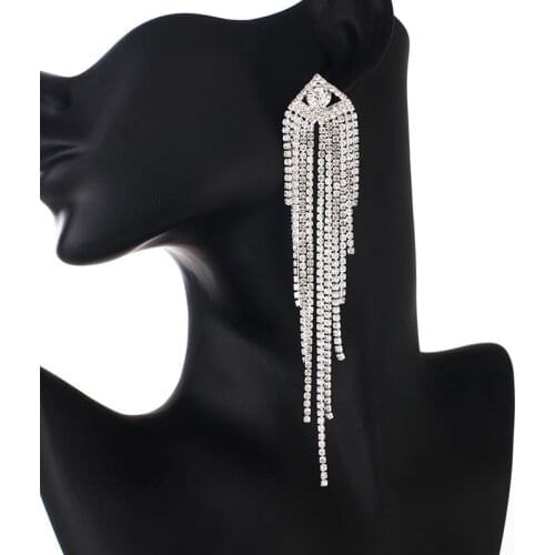 YFJEWE Fashion Long rhinestone Tassel Crystal Earrings for Women Bijoux Luxury Shiny crystal Dangle Earrings Jewelry Gifts E716