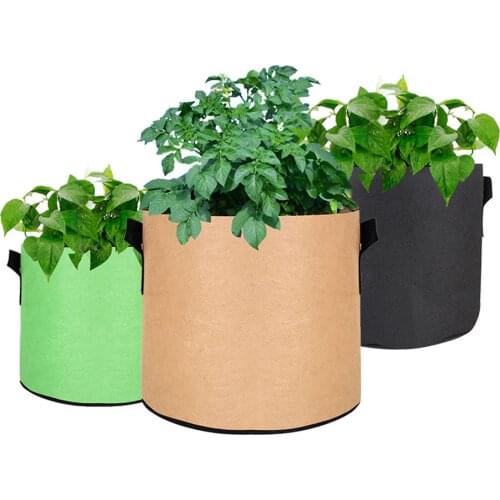 1-50 Gallon Vegetable Flower Plant Grow Bags Aeration Fabric Pots With Handles Thickened Nonwoven Growth Seedling Planting Pot