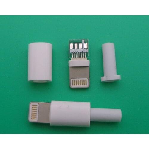 10set lighting 8P With chip DIY Welding wire type male plug for iphone 5 6S Mobile phone data cable charging socket