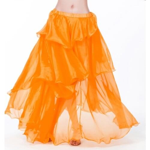 11 Colors Women Dance Wear Ruffles Long Maxi Skirts Belly Dance Accessories 3 Layers Chiffon Bellydance Skirt