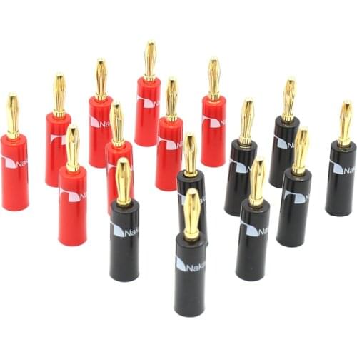 16pieces High Quality Banana connector Nakamichi 24k gold plated 4mm Banana Plug hifi Speaker cable Connector