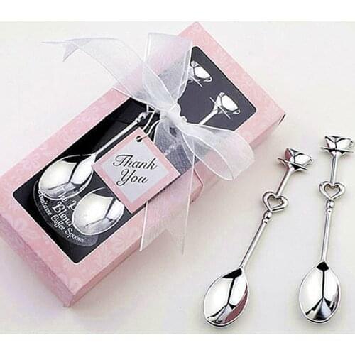 2Pcs/lot Couple Coffee Spoon Wedding Gifts Wedding Gifts for Guests Wedding Souvenirs Event & Party Supplies