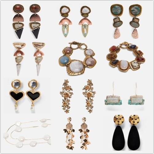 2019 new za Luxury Charming Bracelet Heart Shaped Crystal Bohemian Statament stone Jewelry vintage Bangle For Women Gift