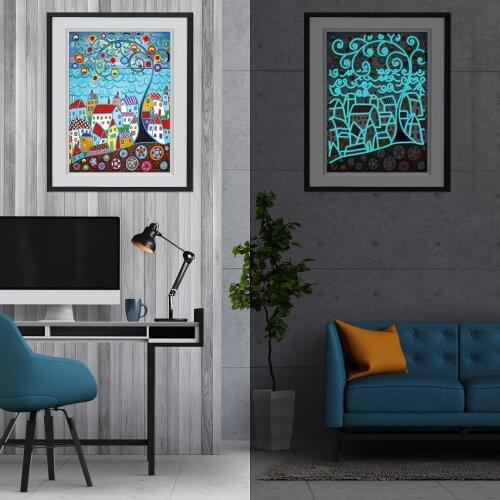 5D DIY Special Shaped Diamond Painting Luminous Landscape Mosaic Kit Home Decoration Craft For Living Room Bedroom Classroom