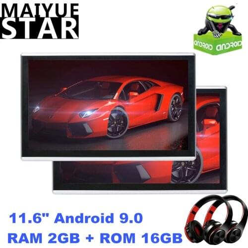 11.6-inch Android 9.0 car headrest monitor 2GB+16GB 1920*1080 HD touch screen WIFI/Bluetooth/USB/SD/HDMI/FM MP5 video player