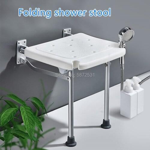 Safety Bathroom Folding shower seat bathroom shower seat Wall Mounted Relaxation Shower Chair Wall Stand Chair Aluminum Alloy