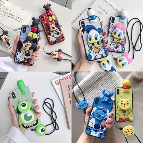 Disney Mickey Mouse frosted phone case for iphone 12mini 11 12pro max xs xr x xs max 7 8 6 including doll stand and lanyard