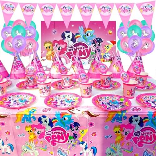 Kids Girls Cat Pink Theme happy birthday Baby Shower children tableware napkin cup plate set Party Favor Decoration Supplies
