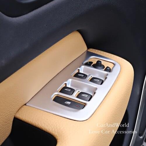 For 2018-2020 Volvo XC60 Interior Door Window Glass Lift Switch Button Cover Armrest Panel Trims ABS Chrome Car Accessories