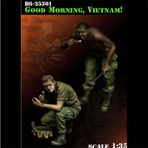 2pcs Resin Figure 1/35 Scale Model Kit Morning Vietnam Soldiers GK Assembly Models Kit Resin Colorless Self-Assembled Toy NO.143