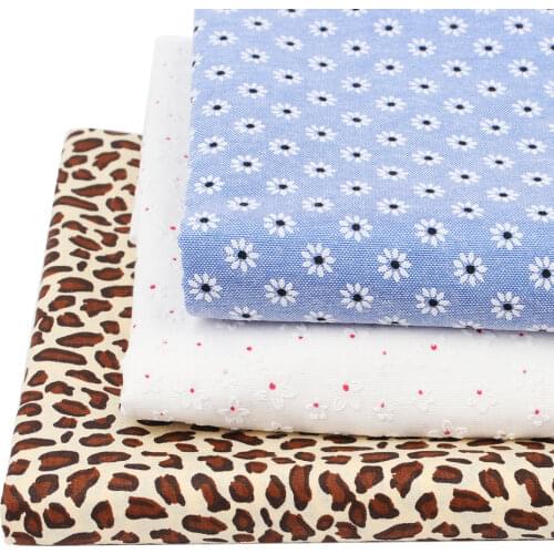 Cotton Printed Fabric Floral White Blue Leopard Print Cloth Fabric Garment Hat Headwear Bag Sewing Material IBOWS 45*150cm/pc
