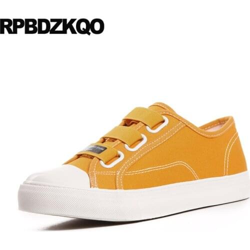 Chinese flats designer breathable women cheap plain canvas shoes rubber sole round toe ladies trainers sneakers china yellow