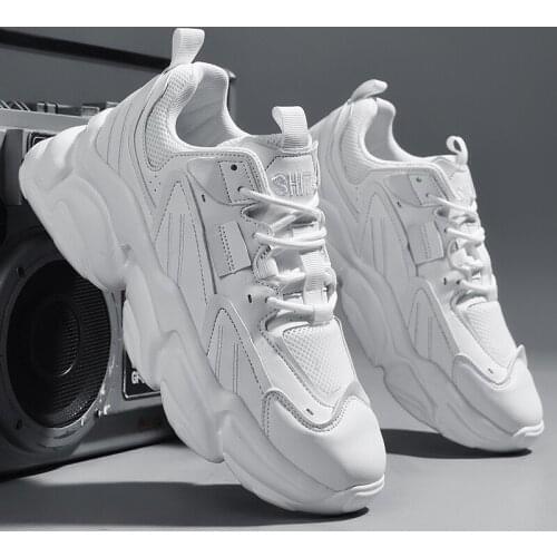 White Sneakers Men Shoes Thick Bottom Casual Outdoor Walking Sports Shoes Lace-up Comfortable Zapatillas De Deporte