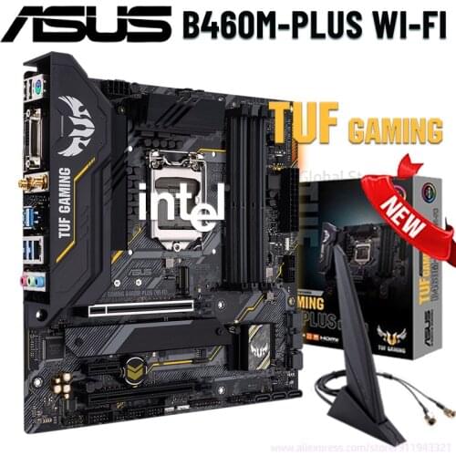 Asus LGA 1200 TUF GAMING B460M-PLUS (WI-FI) Motherboard Intel 10TH Gen CrossFireX Bluetooth PCI-E 3.0 DDR4 128GB Placa-mãe New