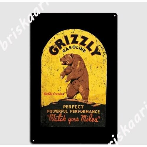 Grizzly Gasoline Shirt Metal Plaque Poster Wall Decor create Wall pub Club Bar Tin sign Poster