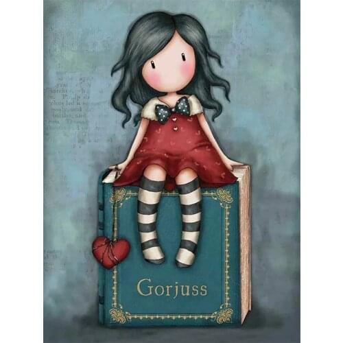 Cute Little Girl Book Cartoon Portrait Diamond Painting Round Full Drill DIY Needlework Mosaic Embroidery 5D Cross Stitch