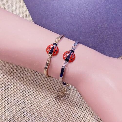 Red Oil Dripping Seven-star Ladybug Bracelet, Fashionable and Simple, Girls Bracelet, Girls Gift