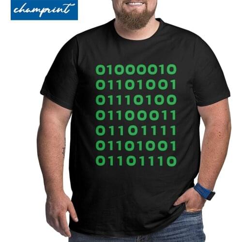 Men Bitcoin Binary T Shirts Pure Cotton Clothes Hipster O Neck Big Tall Tee Shirt Plus Size Big Size Large 4XL 5XL 6XL T-Shirts