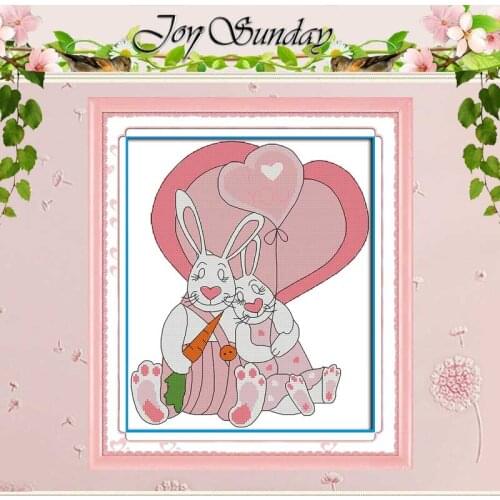Pink Couple Rabbit Counted Cross Stitch 11CT 14CT Cross Stitch Set Wholesale DIY Cross-stitch Kit Embroidery Needlework