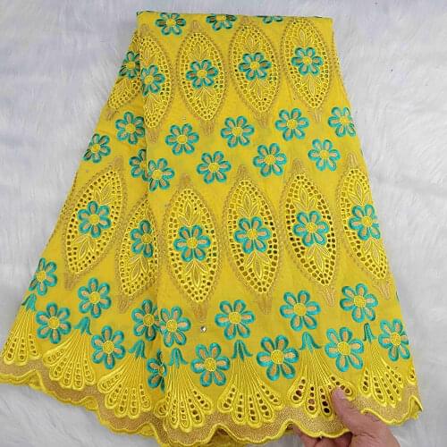New Swiss Voile Lace in Switzerland African Lace Fabric Wedding 5 Yards Swiss Lace Fabric For Dress African 100% Cotton Lace HLS