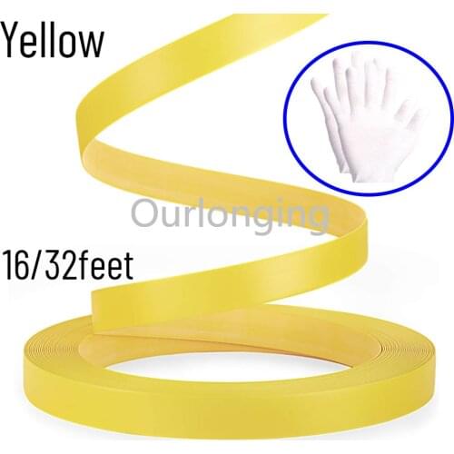 16/32feet PVC Edge Banding Non Glued Flexible Durable Real Wood Veneer Edge Trim for DIY Table Cabinet Furniture Decorative Trim