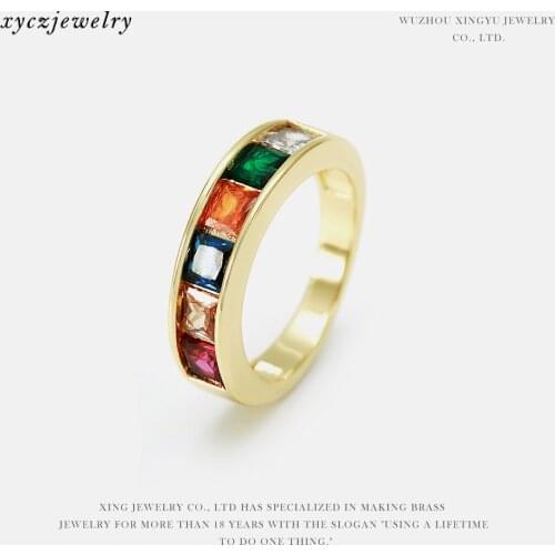 Wholesale Couple Rings Real 14k Gold Plating Shiny Rhinestone Rings Bohemia Ethnic Style Women Luxury Jewelry