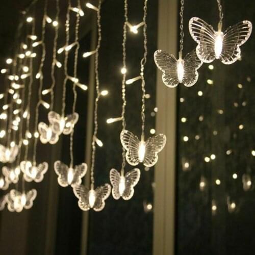 Holiday Butterfly LED Curtain Lamp fairy String Christmas twinkle Lights Garden Decoration Wedding Neon Lantern 220v