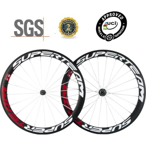 SUPERTEAM Full 700C Carbon Wheels Road Bicycle Wheelset 50mm Clincher 3k Matte