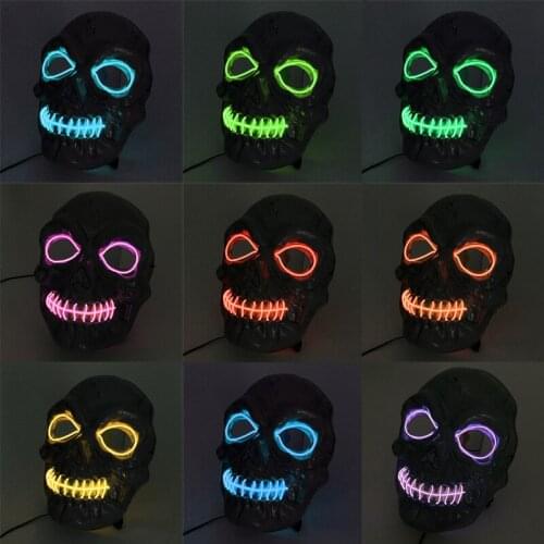 Glowing Horror Zombie EL Wire Mask Halloween Party Decor Carnival Cosplay Costume Accessories Led Monster Mask Luminous Mascara