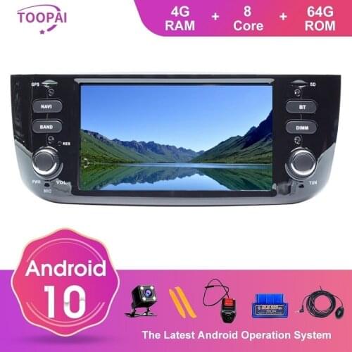 TOOPAI Android 10.0 AutoRadio For Fiat Punto Linea evo 2012 2013 2014 2015 Multimedia Player GPS Steering Wheel Control Wifi