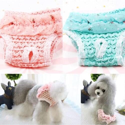 1PCS Pet Dog Diaper Lace Physiological Pants Sanitary Panties Washable Female Dog Panties Shorts Underwear Edge Pet Trousers