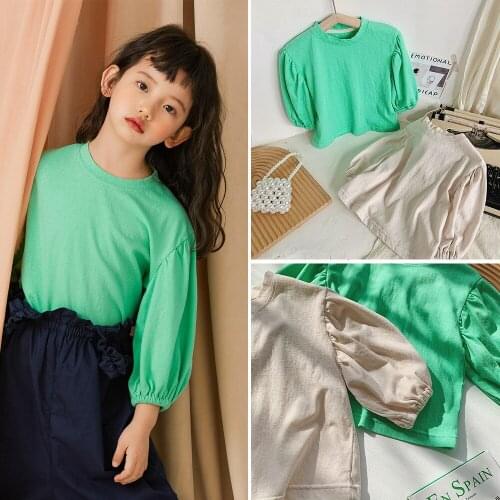 2-9 Years Baby Girls T Shirt Spring New Cotton Long Sleeve Tshirt For Girls Childrens Korean Casual Loose Bottoming Tops Shirt