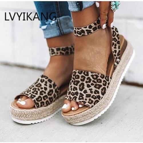 Women Sandals 2020 Summer Ladies Vintage PU Leather Wedge Shoes Woman Chunky Mid Heels Peep Toe Zapatos De Mujer Sandalias