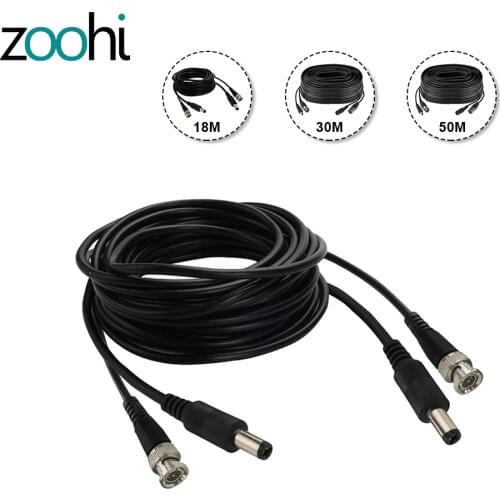 Zoohi Universal 18m/30m/50m CCTV Camera Cables Recorder Video Cable DC Power Security Surveillance Camera BNC Cable 2in1 BNC+DC