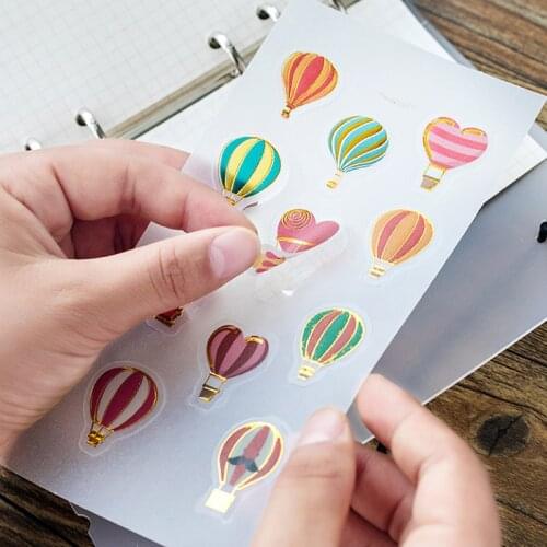 1 Sheet Kawaii Hot Balloons Golden Glitter Decorative Stickers Diary Handbook Decoration