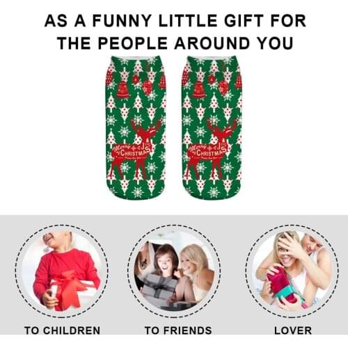 1 Pair Christmas Cotton Christmas Socks Christmas Decorations for Home Xmas Gifts Christmas Noel New Year 3D Printed Socks (1)