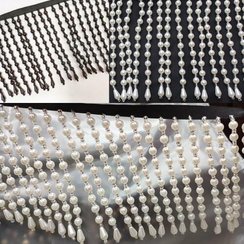 10Yards High-Grade Pearl Trims Beaded Tassel Lace Fringe Ribbons Garment Accessory For Dance Costume Dress Decoration Material